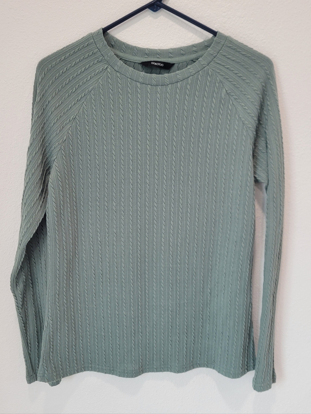 Dokotoo Cable Knit Textured Long Sleeve Top M Sage Green
